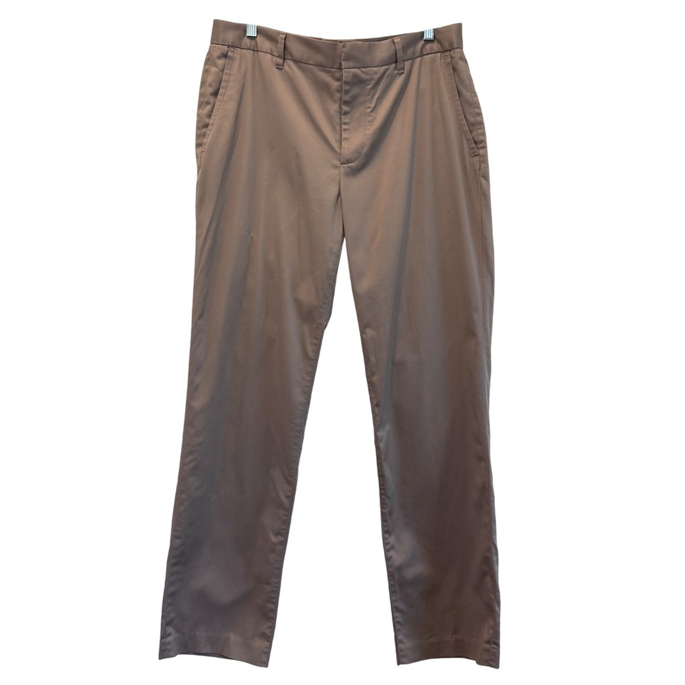 Bonobos Mens Straight Leg Dress Pants Size 33/32 Tan Khaki Wednesday Embroidered